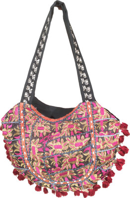 

Minky's Decor Men & Women Casual Black, Pink Cotton Shoulder Bag