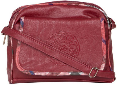 

MTE Girls Casual Maroon Leatherette Sling Bag