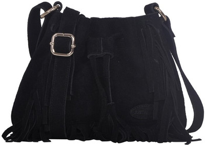 

Justanned Women Casual Black Genuine Leather Sling Bag