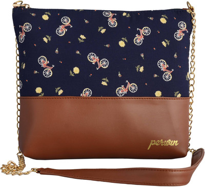 

Perwin Women Evening/Party Blue Leatherette Sling Bag
