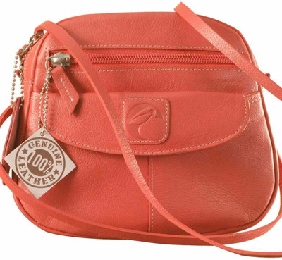 eZeeBags Women Casual Pink Genuine Leather Sling Bag