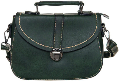 

Peaubella Girls Casual Green Leatherette Sling Bag