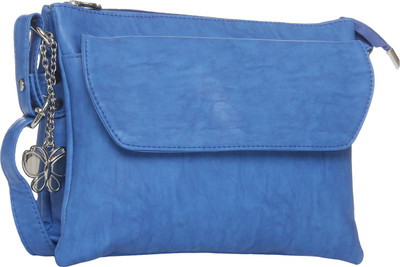 

Butterflies Women Casual Blue PU Sling Bag