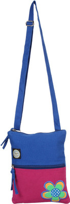 Anekaant Women Casual Blue, Pink Canvas Sling Bag