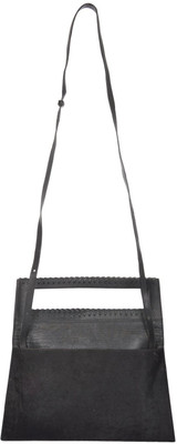 

UR CLASS Women Casual Black Genuine Leather Sling Bag