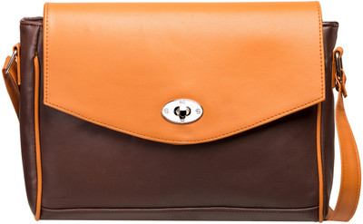 

Louise Belgium Women Casual Tan, Brown Leatherette Sling Bag, Brown;tan
