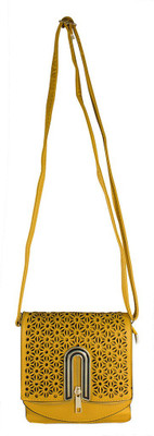

Heels & Handles Women Yellow Leatherette Sling Bag