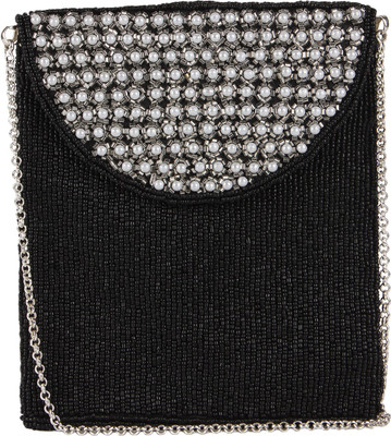 

Ahankara Women Evening/Party Black, White Beads, Polyester Sling Bag