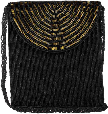 

Ahankara Women Casual Black, Gold Beads, Polyester Sling Bag