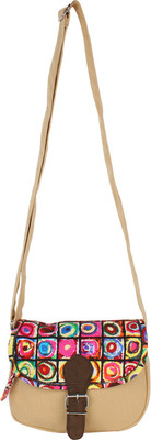 

Anekaant Women Casual Beige, Multicolor Cotton, Canvas, PU Sling Bag