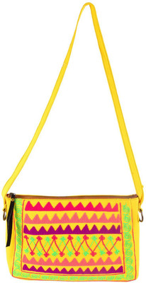 

Mankha Women Evening/Party Yellow Canvas Sling Bag