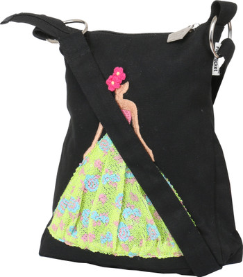 

Pickpocket Women Casual Black Canvas Sling Bag