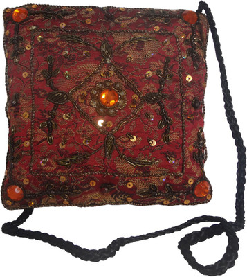 

Avinash Handicrafts Men Casual Maroon Linen Sling Bag