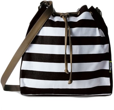 

Creative India Exports Women Casual Black, White Canvas Sling Bag