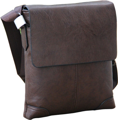 

Moladz Men & Women Casual Brown Leatherette Sling Bag