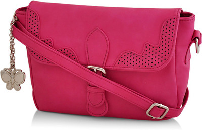 

Butterflies Women Casual Pink PU Sling Bag