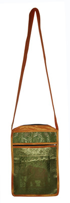 

Lal Haveli Women Casual Yellow Silk Shoulder Bag