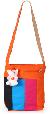 

Nell Women Casual Orange Canvas Sling Bag