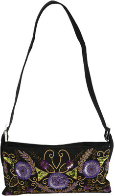 

Needlecrest Women Casual Black Silk Sling Bag