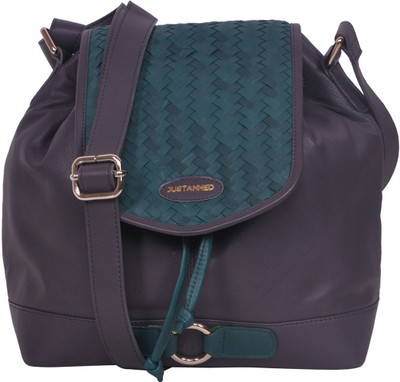 

Justanned Women Casual Grey, Green Genuine Leather Sling Bag, Green;grey