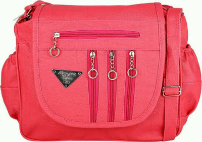 

Rapidcostore Girls Casual Pink Leatherette Sling Bag