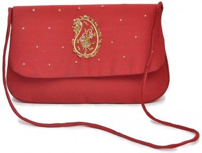 

Neha's Girls Casual Red Silk Sling Bag