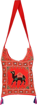 

Rajrang Women Evening/Party Red Cotton Sling Bag