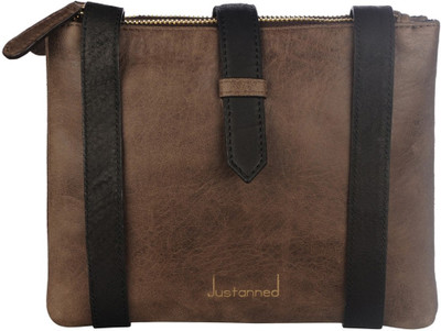

Justanned Women Casual Brown Genuine Leather Sling Bag