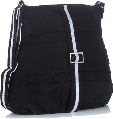 

Home Heart Girls Casual Black Canvas Sling Bag