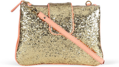 

Zaera Women Casual Gold PU Sling Bag