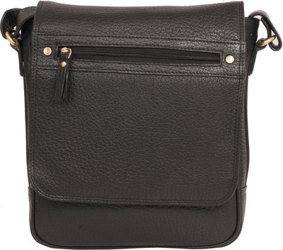 

LeCobbs Men Casual Black Genuine Leather Sling Bag