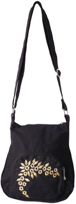 

Bag Factory Girls Casual Black, Gold Canvas Sling Bag