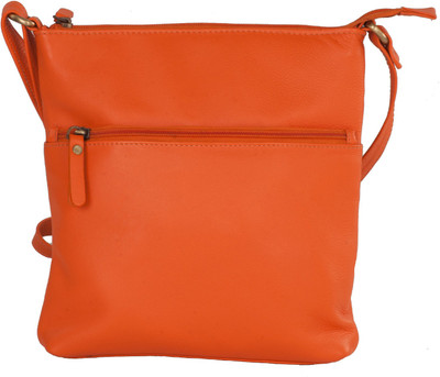 

LeCobbs Women Casual Orange Genuine Leather Sling Bag