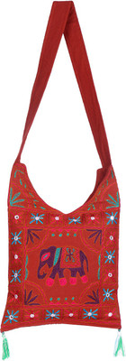 

Rajrang Women Casual Red Cotton Sling Bag