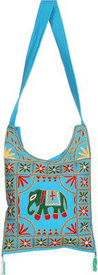 

Rajrang Women Casual Blue Cotton Sling Bag