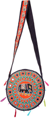 Rajrang Women Casual Orange Cotton Sling Bag