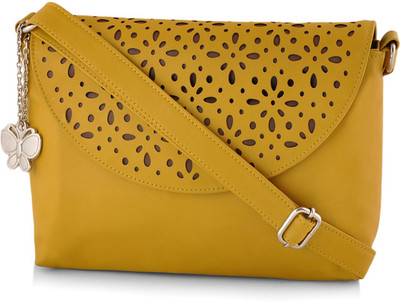 

Butterflies Women Casual Yellow PU Sling Bag