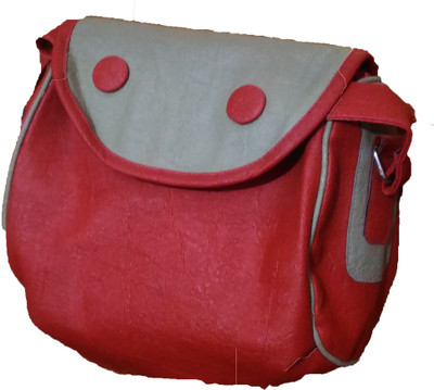 

Rapidcostore Girls Casual Red Leatherette Sling Bag