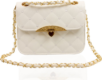 

Memu Women Evening/Party White PU Sling Bag