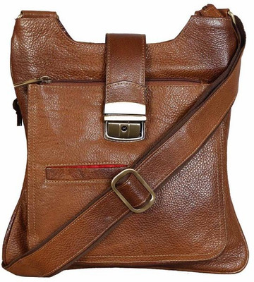 HugMe.fashion Boys Formal Tan Genuine Leather Sling Bag