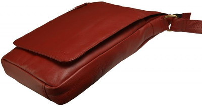 LEAF Men & Women Casual Red Genuine Leather Sling Bag