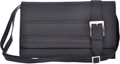 

Pankhudi Women Casual Black PU Sling Bag