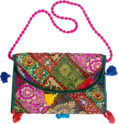 

Shopolics Girls Evening/Party Multicolor Cotton Shoulder Bag