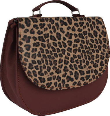 

Rapidcostore Girls Casual Brown Leatherette Sling Bag