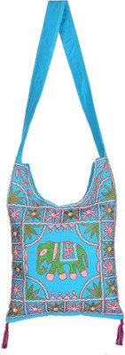

Rajrang Women Casual Blue Cotton Sling Bag