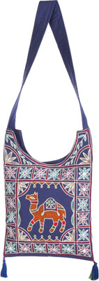 

Rajrang Women Casual Blue, Brown Cotton Sling Bag