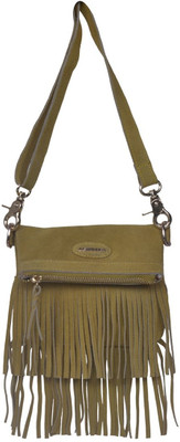 

Justanned Women Casual Green Genuine Leather Sling Bag