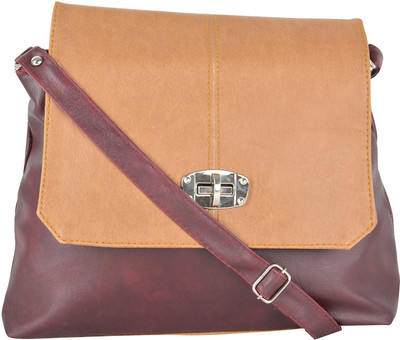 

SWARIO Women Casual Beige, Maroon PU Sling Bag
