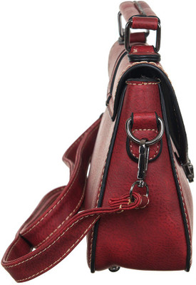 

Peaubella Girls Casual Maroon Leatherette Sling Bag