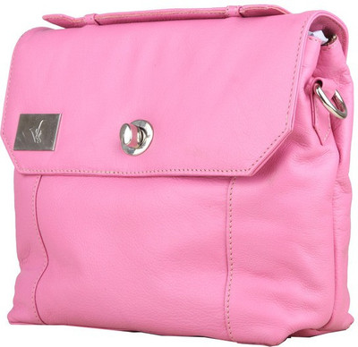 

VRSR Women Casual Pink Genuine Leather Sling Bag